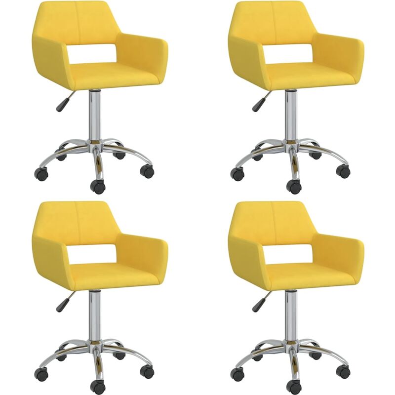 

vidaXL Sillas de comedor giratorias 4 unidades tela amarillo - Amarillo