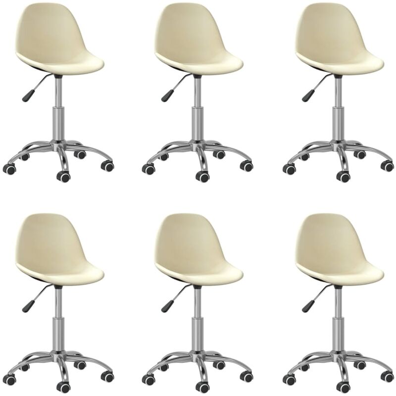 

vidaXL Sillas de comedor giratorias tela 6 uds color crema - Crema