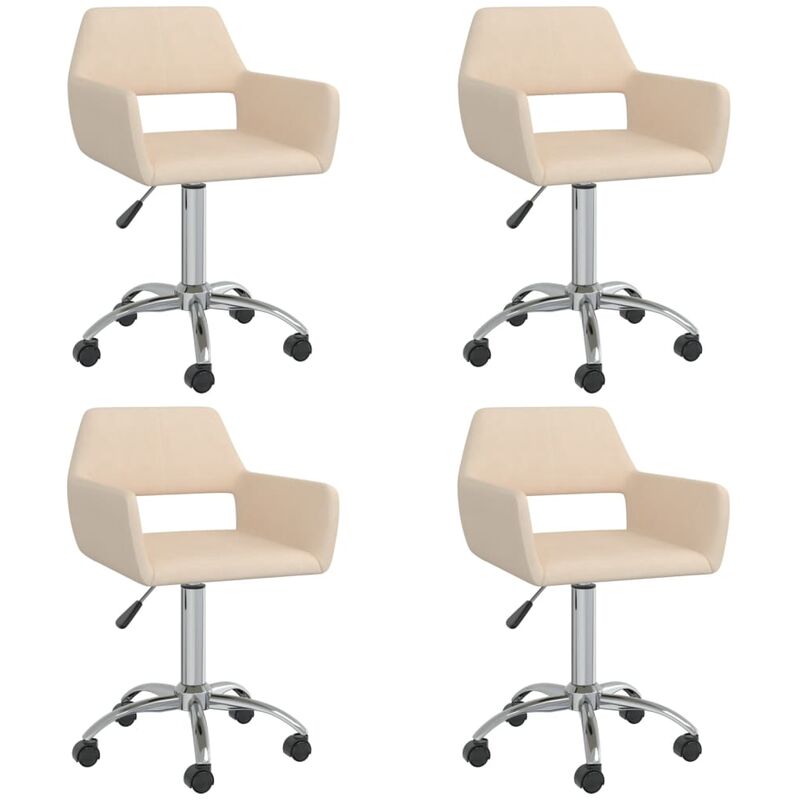 

vidaXL Sillas de comedor giratorias 4 unidades tela color crema - Crema
