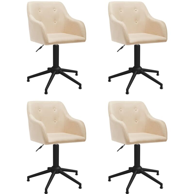 

vidaXL Sillas de comedor giratorias 4 unidades tela color crema - Crema
