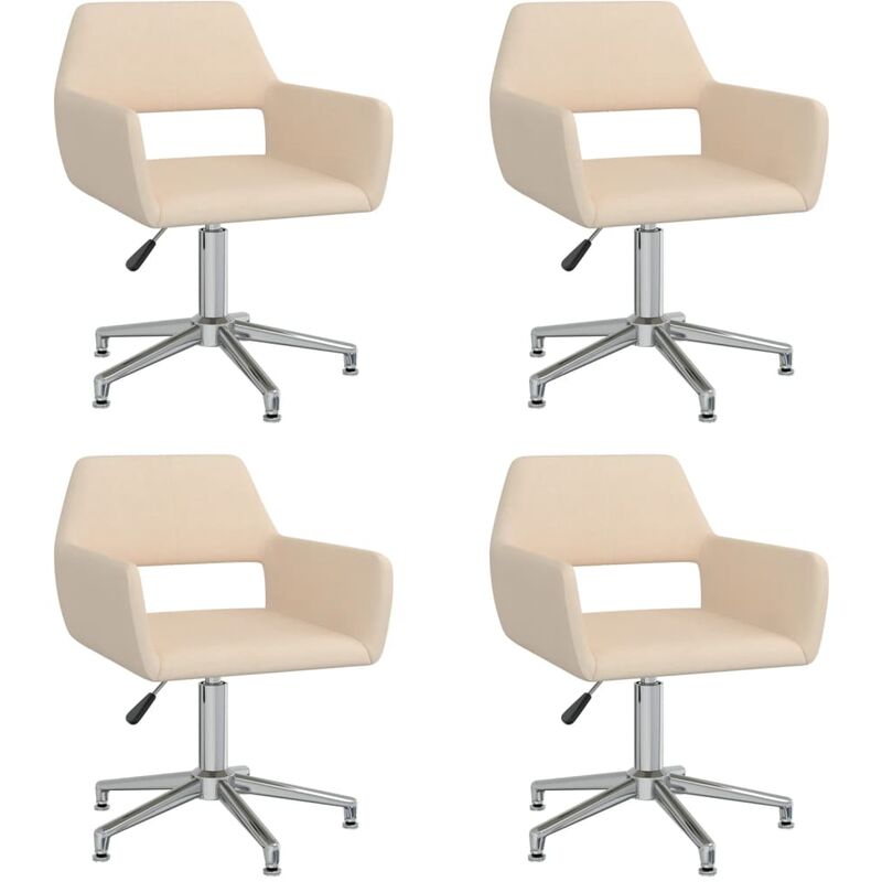 

vidaXL Sillas de comedor giratorias 4 unidades tela color crema - Crema