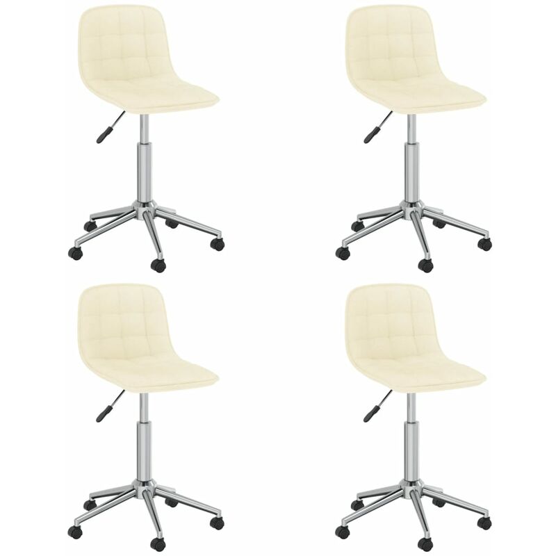 

vidaXL Sillas de comedor giratorias 4 unidades tela color crema - Crema
