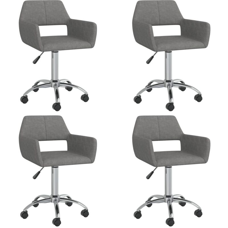 

vidaXL Sillas de comedor giratorias 4 unidades tela gris claro - Gris