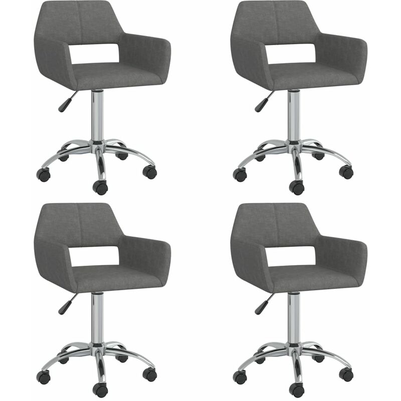 

vidaXL Sillas de comedor giratorias 4 unidades tela gris oscuro - Gris