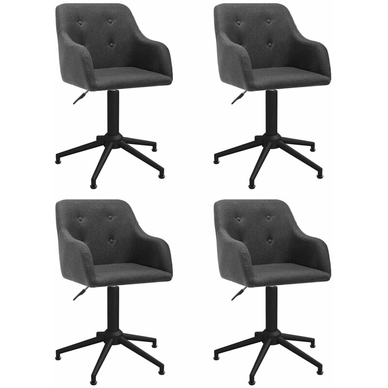 

vidaXL Sillas de comedor giratorias 4 unidades tela gris oscuro - Gris