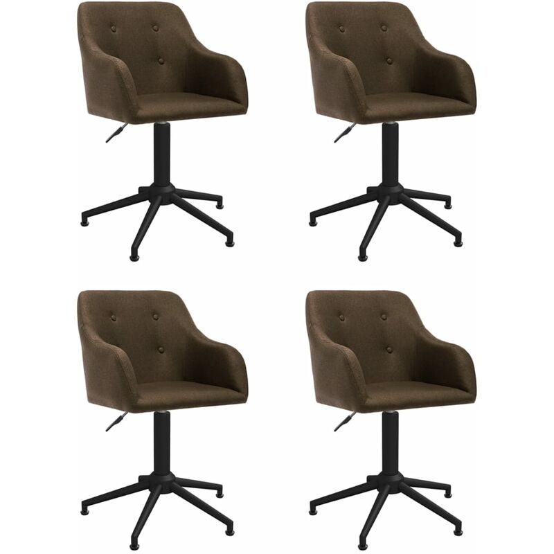 

vidaXL Sillas de comedor giratorias 4 unidades tela marrón oscuro - Marrón