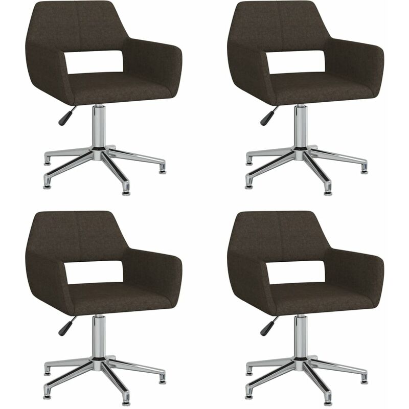 

vidaXL Sillas de comedor giratorias 4 unidades tela marrón oscuro - Marrón