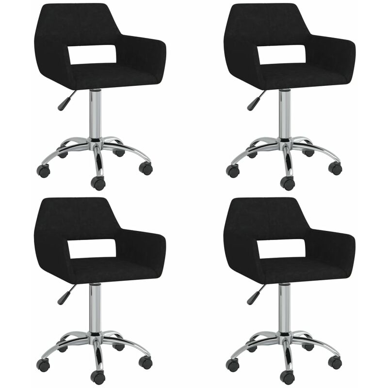 

vidaXL Sillas de comedor giratorias 4 unidades tela negro - Negro