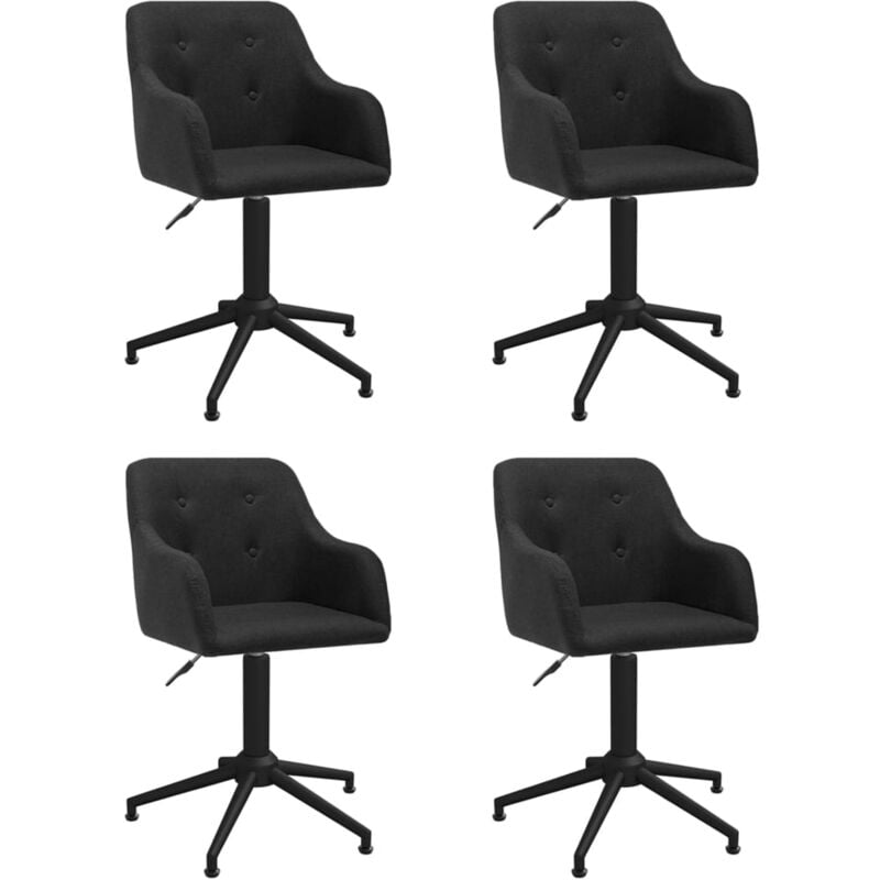 

vidaXL Sillas de comedor giratorias 4 unidades tela negro - Negro