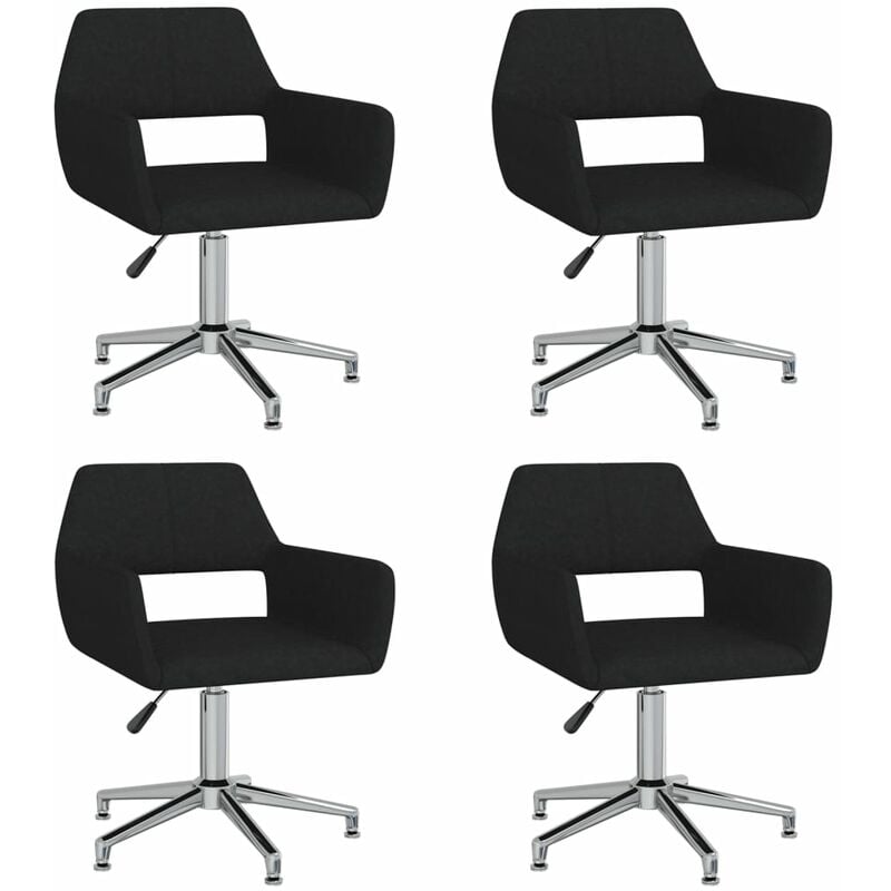 

vidaXL Sillas de comedor giratorias 4 unidades tela negro - Negro