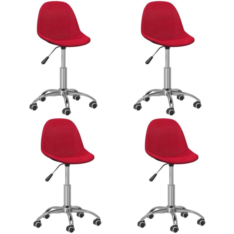 

vidaXL Sillas de comedor giratorias 4 unidades tela rojo vino tinto - Rojo