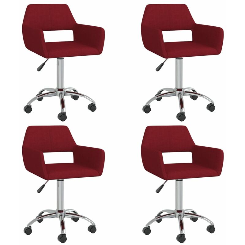 

vidaXL Sillas de comedor giratorias 4 unidades tela rojo vino tinto - Rojo