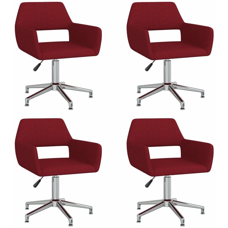

vidaXL Sillas de comedor giratorias 4 unidades tela rojo vino tinto - Rojo