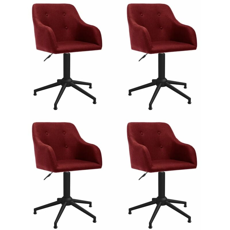 

vidaXL Sillas de comedor giratorias 4 unidades tela rojo vino tinto - Rojo