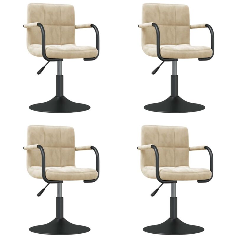 

vidaXL Sillas de comedor giratorias 4 unidades terciopelo crema - Crema