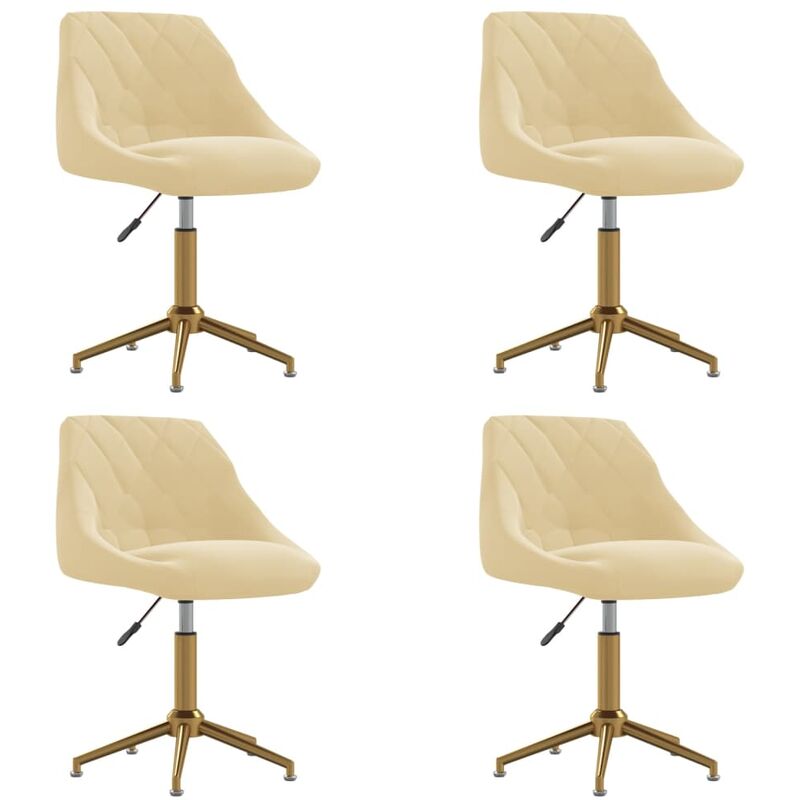 

vidaXL Sillas de comedor giratorias 4 unidades terciopelo crema - Crema