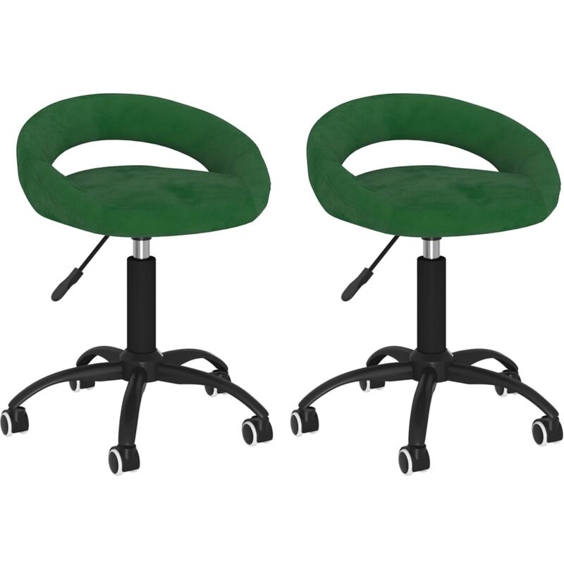 

vidaXL Sillas de comedor giratorias de terciopelo 2 uds verde oscuro - Verde