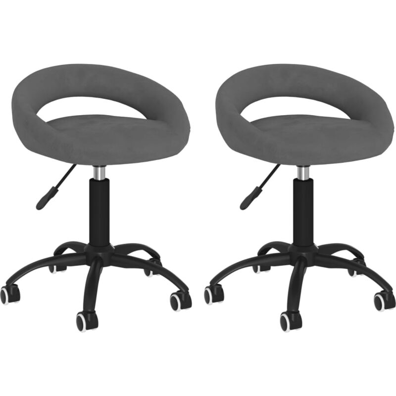 

vidaXL Sillas de comedor giratorias de terciopelo 2 uds gris oscuro - Gris