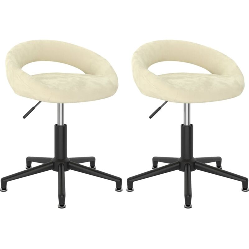 

vidaXL Sillas de comedor giratorias de terciopelo 2 uds crema - Crema