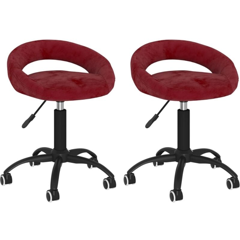 

vidaXL Sillas de comedor giratorias de terciopelo 2 uds rojo vino tinto - Rojo