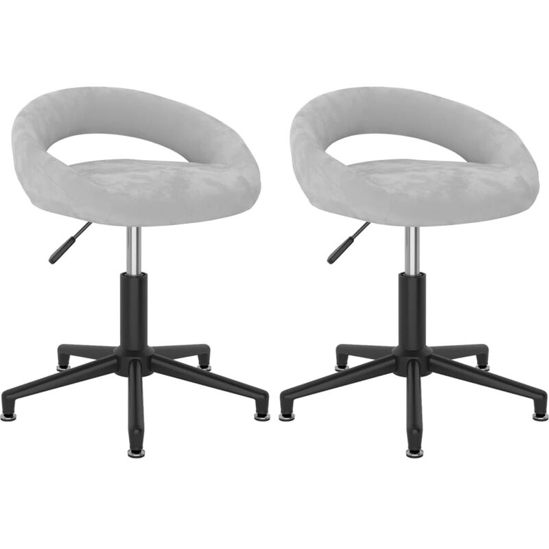 

vidaXL Sillas de comedor giratorias de terciopelo 2 uds gris claro - Gris