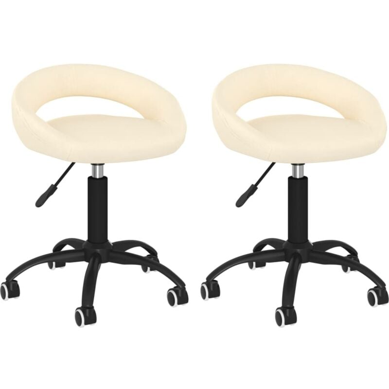

vidaXL Sillas de comedor giratorias de terciopelo 2 uds crema - Crema