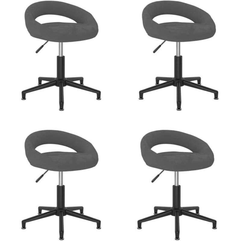 

vidaXL Sillas de comedor giratorias de terciopelo 4 uds gris oscuro - Gris