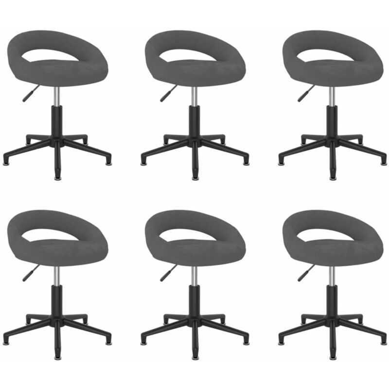 

vidaXL Sillas de comedor giratorias de terciopelo 6 uds gris oscuro - Gris