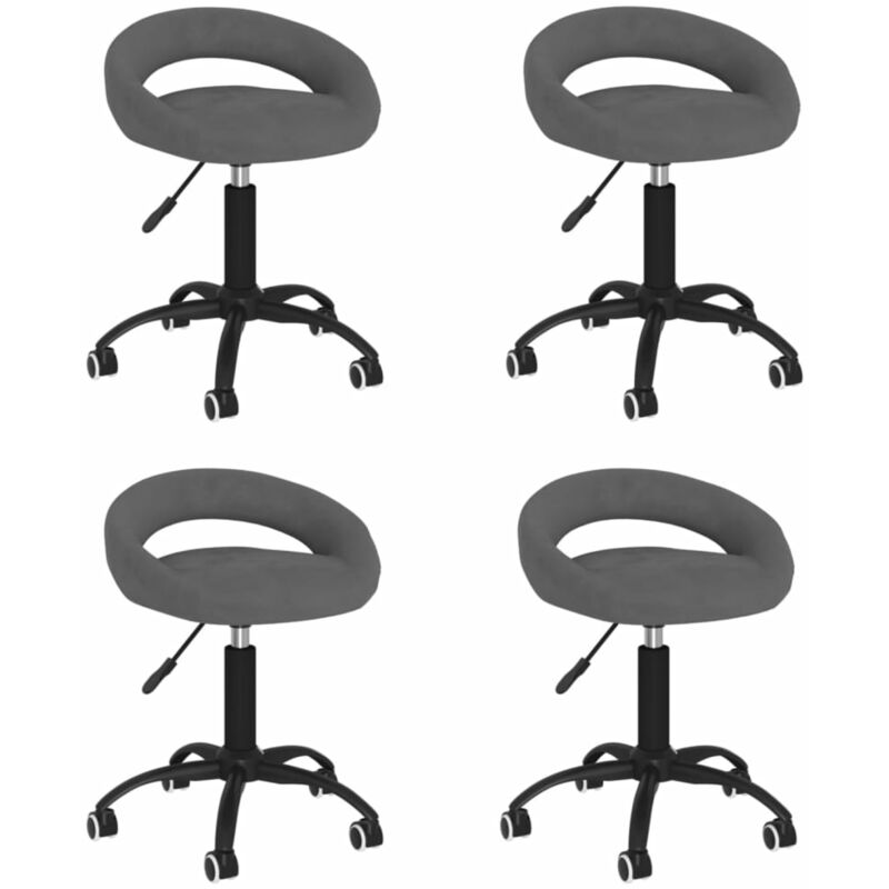 

vidaXL Sillas de comedor giratorias de terciopelo 4 uds gris oscuro - Gris