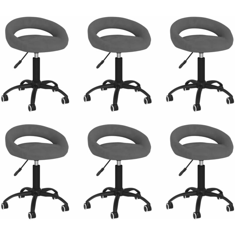 

Sillas de comedor giratorias de terciopelo 6 uds gris oscuro - Gris - Vidaxl