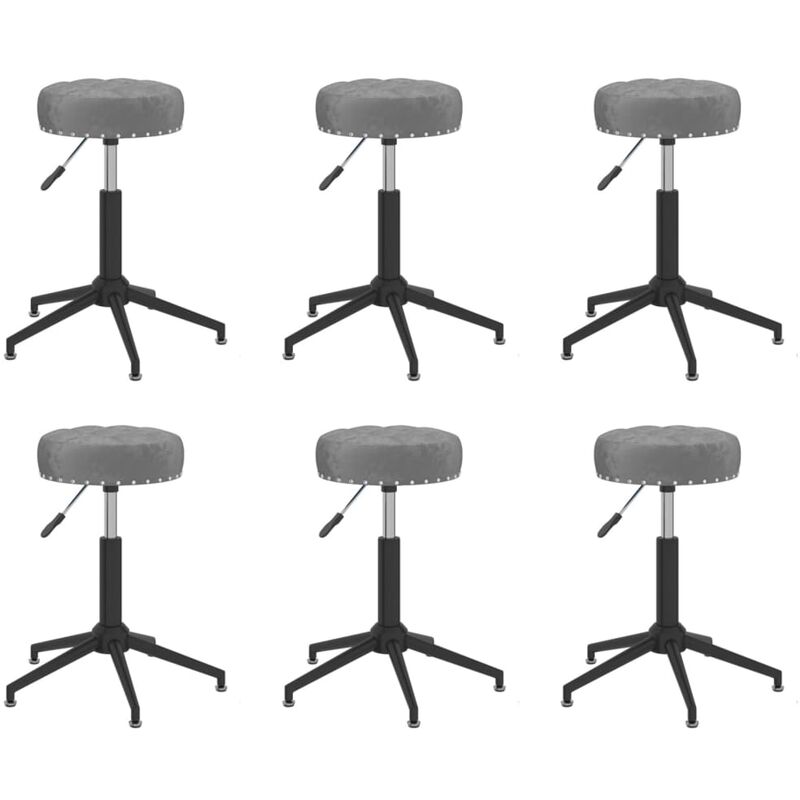

vidaXL Sillas de comedor giratorias de terciopelo 6 unidades gris oscuro - Gris