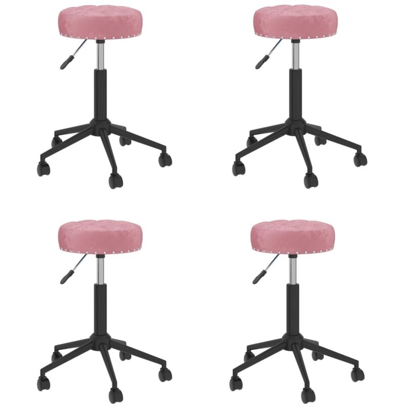 

vidaXL Sillas de comedor giratorias de terciopelo 4 unidades rosa - Rosa
