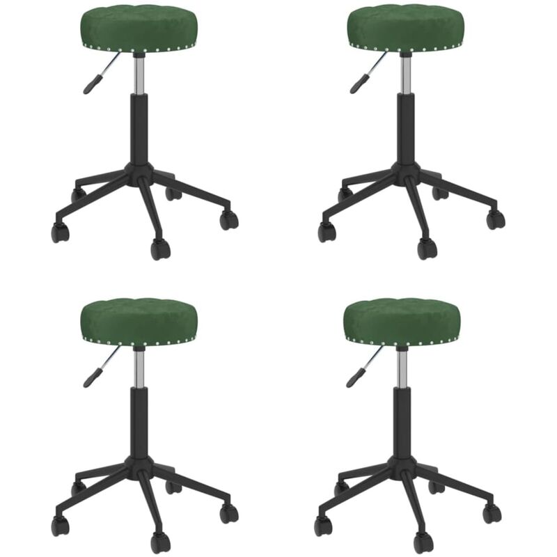 

vidaXL Sillas de comedor giratorias de terciopelo 4 unidades verde oscuro - Verde