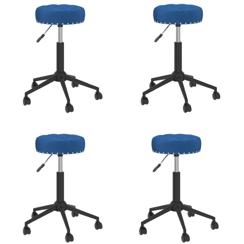 

vidaXL Sillas de comedor giratorias de terciopelo 4 unidades azul - Azul