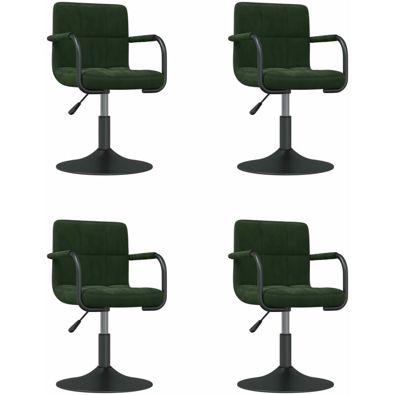 

vidaXL Sillas de comedor giratorias 4 unidades terciopelo verde oscuro - Verde