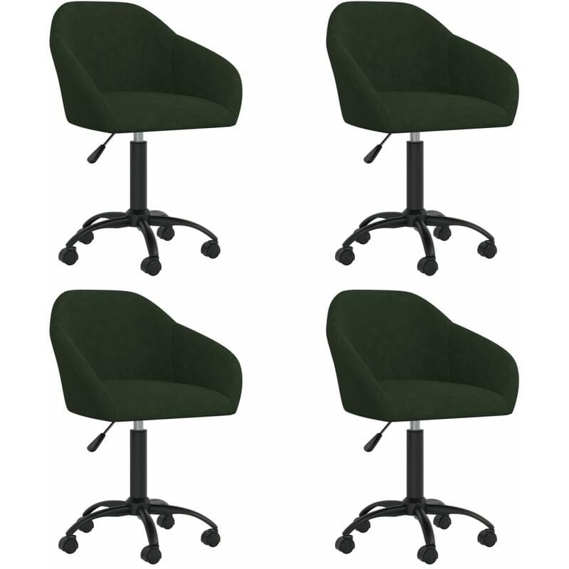 

vidaXL Sillas de comedor giratorias 4 unidades terciopelo verde oscuro - Verde