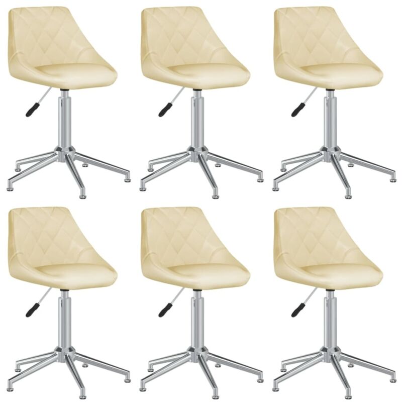 

vidaXL Sillas de comedor giratorias 6 uds cuero sintético color crema - Crema