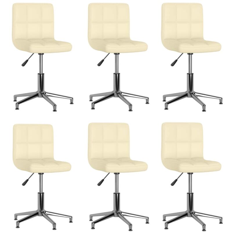 

vidaXL Sillas de comedor giratorias 6 uds cuero sintético color crema - Crema