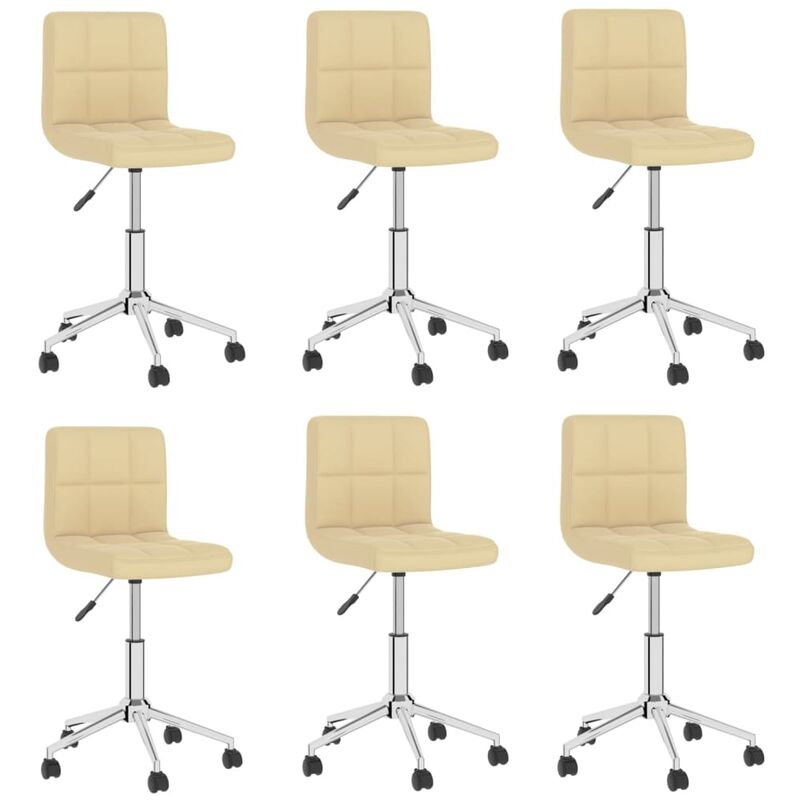 

vidaXL Sillas de comedor giratorias 6 uds cuero sintético color crema - Crema