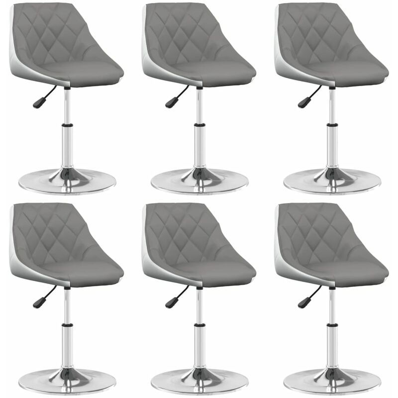 

vidaXL Sillas de comedor giratorias 6 uds cuero sintético gris blanco - Gris