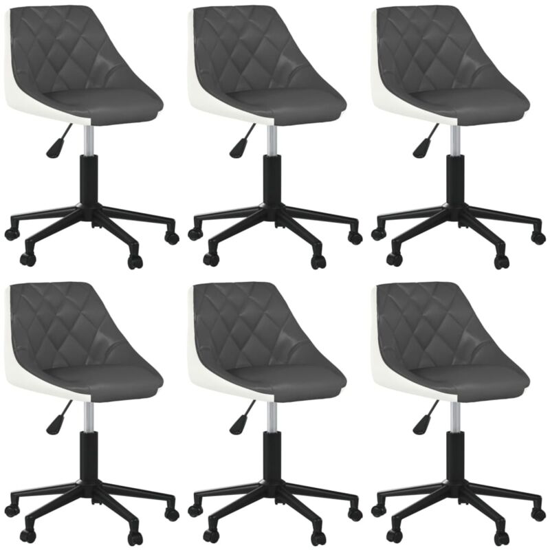 

vidaXL Sillas de comedor giratorias 6 uds cuero sintético gris blanco - Gris