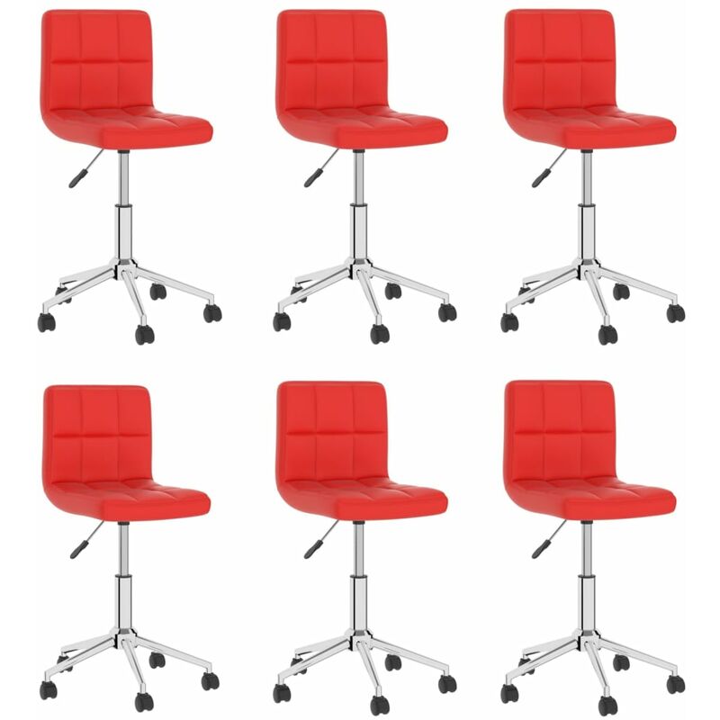 

vidaXL Sillas de comedor giratorias 6 uds cuero sintético rojo - Rojo