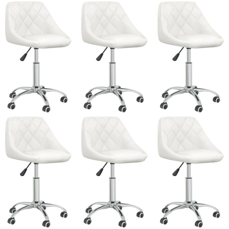 

vidaXL Sillas de comedor giratorias 6 uds de cuero sintético blanco - Blanco