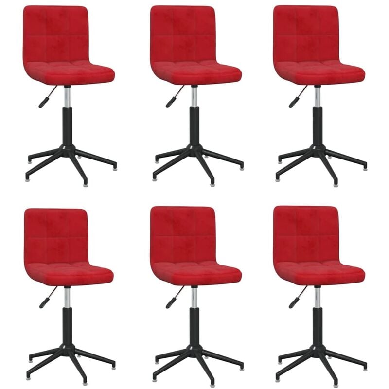 

vidaXL Sillas de comedor giratorias 6 uds terciopelo rojo tinto - Rojo