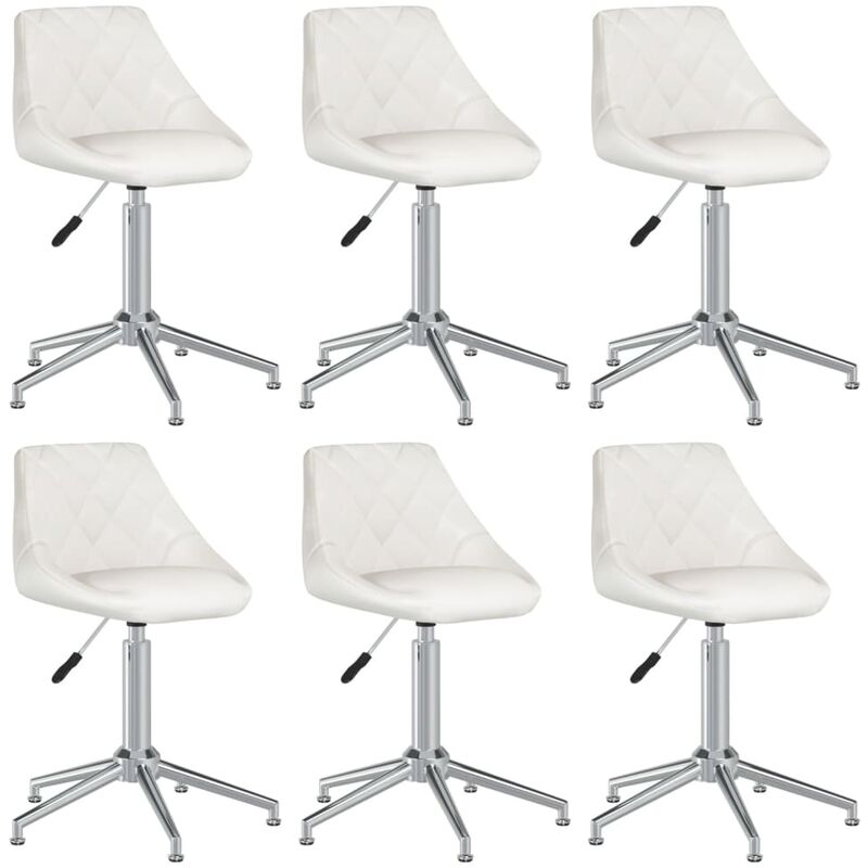

vidaXL Sillas de comedor giratorias 6 unidades cuero sintético blanco - Blanco