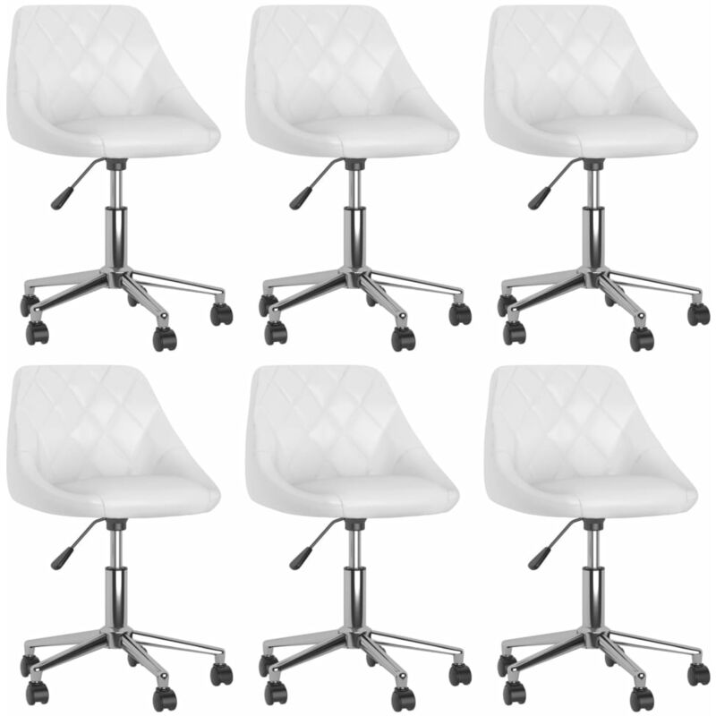 

vidaXL Sillas de comedor giratorias 6 unidades cuero sintético blanco - Blanco