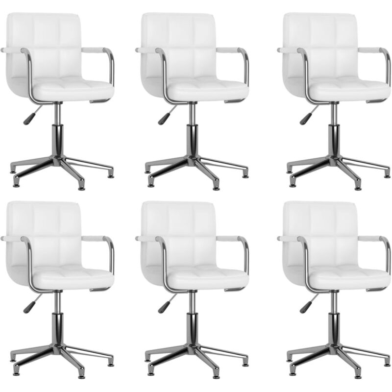 

vidaXL Sillas de comedor giratorias 6 unidades cuero sintético blanco - Blanco