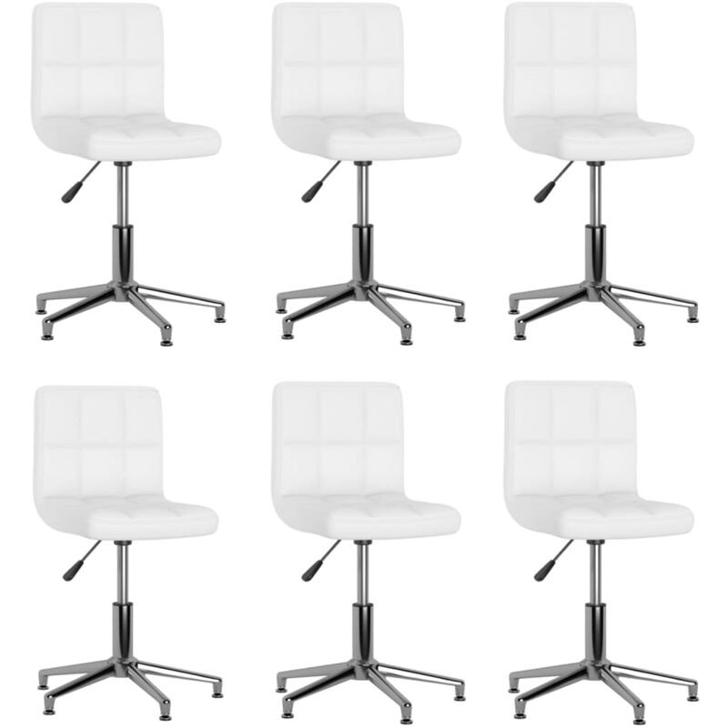 

vidaXL Sillas de comedor giratorias 6 unidades cuero sintético blanco - Blanco