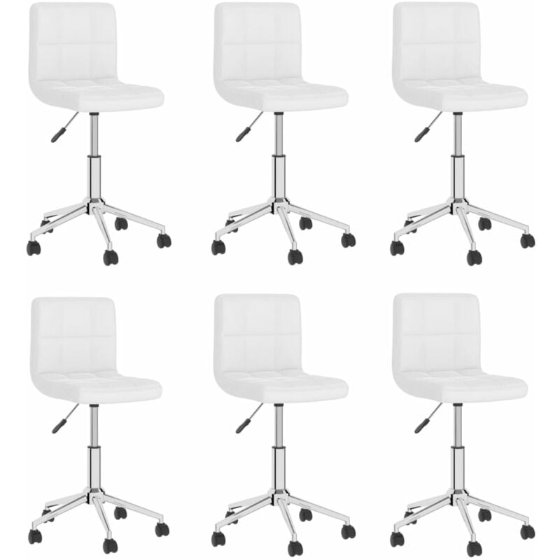 

vidaXL Sillas de comedor giratorias 6 unidades cuero sintético blanco - Blanco