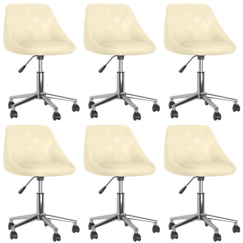 

vidaXL Sillas de comedor giratorias 6 unidades cuero sintético crema - Crema